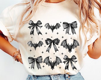 Coquette Halloween PNG: Bows and Bats Sublimation Design (Digital Download)