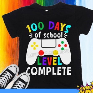 100 Days of School Gamer SVG PNG: Level Complete Cut File (Digital Download)