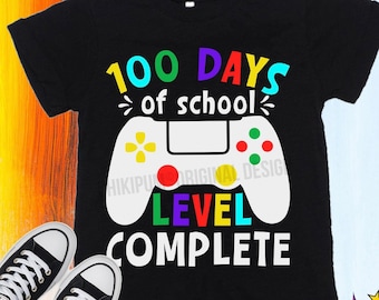 100 Days of School Gamer SVG PNG: Level Complete Cut File (Digital Download)