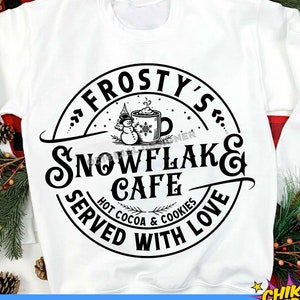 Flocon de neige café de Frosty, décoration de Noël rustique, enseigne murale ferme, svg de Noël vintage, téléchargements numériques