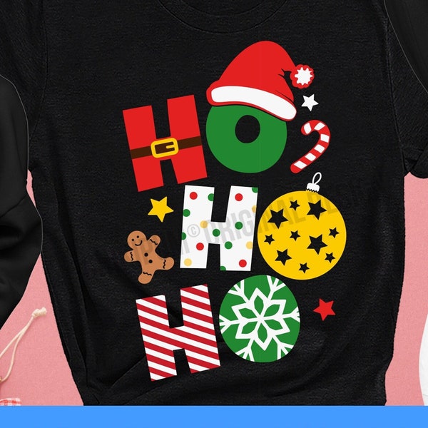 Ho Ho Ho SVG, SVG père Noël, SVG Noël drôle, populaire Noël chemise Svg, Png, Svg pour Cricut, téléchargements de motifs par sublimation