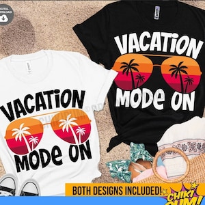 Mode vacances sur svg, fichier de coupe de vibrations de vacances, impression de chemise de vacances de téléchargement immédiat, silhouette de vacances, png, svg, dxf, eps