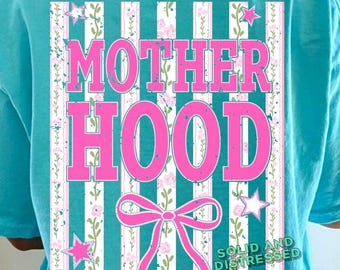 Diseño PNG de maternidad coqueta a rayas, diseño floral para mamá por sublimación (descarga digital)