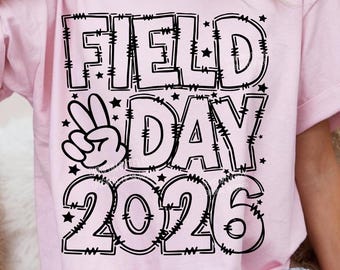 Field Day 2026 SVG PNG: Doodle School Games Shirt Design (Digital Download)