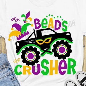 Mardi Gras-monstertruck SVG, Mardi Gras Boy SVG, kralenbreker SVG, digitale snijbestanden