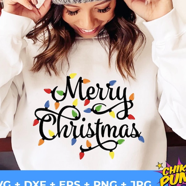 Merry Christmas SVG, png, dxf, eps, christmas svg, Christmas lights svg, holiday svg, christmas svg files