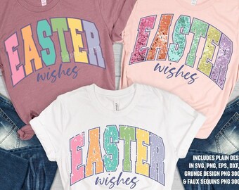 Easter Varsity SVG, Easter Varsity Grunge Png, Easter Faux Sequins Png, Trendy Easter Shirt Design Easter Sublimation & SVG files for Cricut