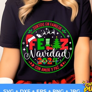 Noël espagnol SVG, svg Feliz Navidad 2024, Navidad en Familia, coupe SVG espagnole et fichiers vectoriels pour Cricut, Luces de Navidad svg