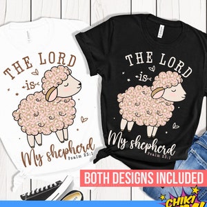 El Señor es mi pastor SVG, Salmo 23:1 Svg, Leopard Sheep Svg, Versículo bíblico SVG, Png, Pascua cristiana Svg, Png, Cita retro de Pascua