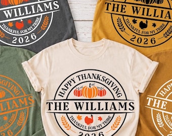 Happy Thanksgiving 2026 SVG, Thankful for my Tribe, Thanksgiving Matching Family Shirts, Png, Svg Files for Cricut
