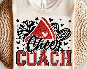 Cheer Coach SVG, Cheer Coach Glitter Png, Red Glitter Cheerleader Png, Cheer Coach leopard heart, Futbol Season, Cheer Coach Svg files, Png