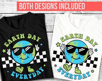 Earth Day Planet T-Shirt Design: Checkered SVG PNG Cricut Cut Files (Digital Download)