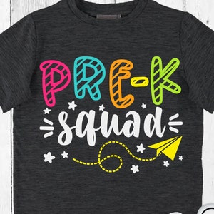 Back to School Pre-K Squad svg png jpg dxf eps, Schnittdatei, kommerzielle Nutzung, SVG, Pre-K svg, Ersttagsschnittdateien