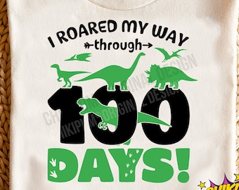 Dinosaur 100 Days of School SVG PNG: Boys Cut File (Digital Download)
