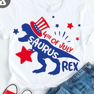 Patriotic Dinosaur Svg, 4th of July Saurus Boy Svg, USA T-Rex Cut Files, Dino American Flag Svg, Independence Day Svg, Silhouette, Cricut