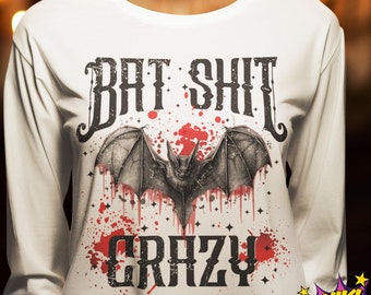 Bat Sh*t Crazy Halloween T-Shirt Design: Gothic Coquette PNG (Digital Download)
