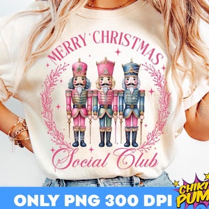 Feliz Natal Social Club Png, Quebra-Nozes Rosa Amigos Png, Natal Rosa Png, Natal Retro, Feliz Natal, Quebra-Nozes Sublimação
