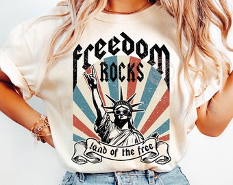 Freedom Rocks SVG Png, Freedom Rocks Sublimatie Png, 4 juli SVG, Retro 4 juli Png, Vrijheidsbeeld SVG, Download ontwerpen