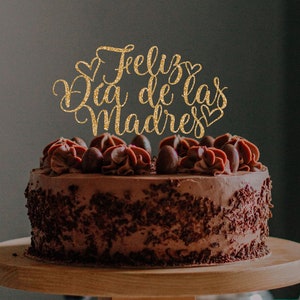Topo de bolo SVG Feliz Dia das Mães, modelo de cartão em espanhol, arquivos SVG para Cricut, download digital, Silhouette, Glowforge, corte a laser