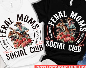 Feral Moms Social Club PNG: Vintage Graphic Design (Digital Download)