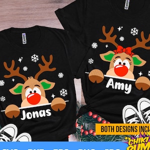 Rentier Junge & Mädchen SVG, Png, Rentier Cut Files, WeihnachtsSvg, Rentier Monogramm svg, guckendes Rentier, Png Silhouette, svg für Cricut