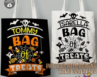 Name Treat Bag svg, Treats bag svg, Custom Kids Name svg, Trick or Treat svg, cut file, Bag of Treats svg, cricut, Bag of Treats Cut Files