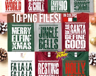 10 Distressed Christmas PNG Bundle, Retro Holiday Shirt Designs (Digital Download)