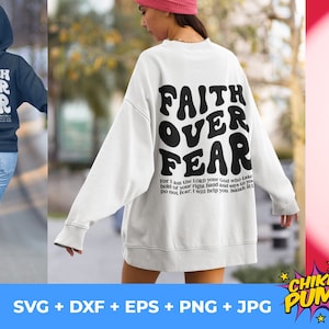 Faith Over Fear Svg Png, Christian Hoodies Design, Bible Verse Svg, Isahiah 41:13 Svg, Aesthetic Christian Svg, Trendy Oversized Design SVG