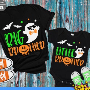 Big Brother Svg, Little Brother Svg, Halloween Svg, jongens Halloween gesneden bestanden, Ghost Svg, kinderkostuum, Halloween broers en zussen gesneden bestanden