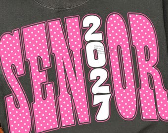 Senior 2027 Polka Dot PNG: Pink Class of 2027 Sublimation Design (Digital Download)