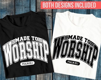 Gjord för att dyrka SVG PNG: Varsity-typsnitt kristen design (digital nedladdning)