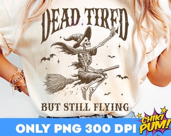 Funny Witch Skeleton PNG: Halloween Clipart (Digital Download)