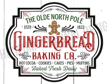 Gingerbread Baking Co. SVG PNG: Pliki do wycinania na święta (pobieranie cyfrowe)
