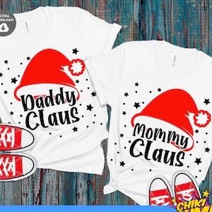Mamá Claus Svg, Papá Claus Svg, Mamá Navidad Svg, Navidad Svg, Gorro de Papá Noel, Revelación de embarazo svg, Archivo para Cricut, Png, Dxf