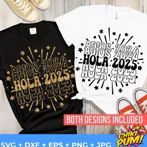 Hola 2025 SVG, Adios 2024 svg, Ano Novo svg, Feliz 2025 svg, Año Nuevo svg, Bienvenido 2025 svg