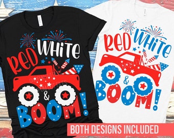 Patriotic Monster Truck SVG PNG: 4th of July, Red White Boom (Digital Download)