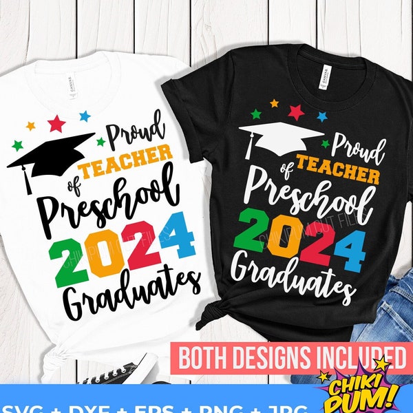 Orgulloso maestro de graduados de preescolar 2024 SVG, graduado de preescolar 2024 SVG, camisa de maestro de preescolar, graduación de preescolar 2024