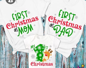 First Christmas Family SVG PNG Bundle: Mom, Dad, Baby Cut Files Cricut (Digital Download)