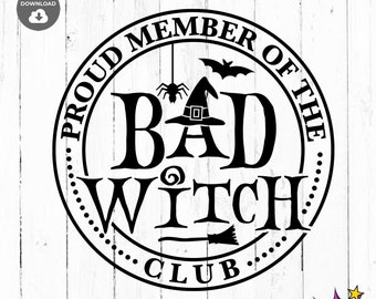 バッドウィッチクラブ SVG PNG: ハロウィン Cricut カットファイル (デジタルダウンロード)