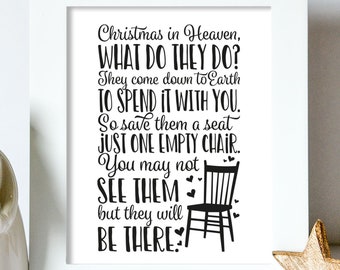 Christmas in Heaven SVG PNG: Memorial Chair, Love You Forever Mom Design  (Digital Download)