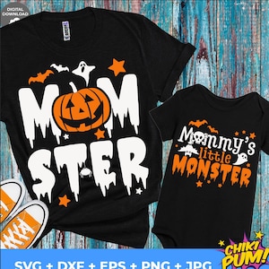 Mommy's Little Monster en Momster Svg-bestanden knippen, grappig Halloween citaat, Halloween gezegde, Halloween Quotes bundel, svg, png, dxf, eps, jpg