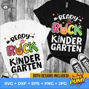 Bereit zum Rock Kindergarten SVG, Zurück zu Schule SVG, Junge 1st Tag Schule Shirt, Mädchen Erster Tag Png SVG Dateien für Cricut, Png