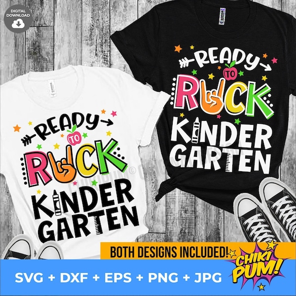 Ready To Rock Kindergarten SVG, Back to school SVG, Boy 1st day School Shirt, Girl First Day png Svg Files For Cricut, Png