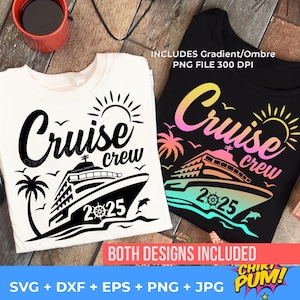 Équipage de croisière 2025 SVG, famille croisière SVG, amis croisière 2025 SVG, chemises d'équipage de croisière 2025