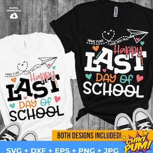 Feliz último dia de aula SVG, Fim das aulas SVG, Férias de verão do professor SVG, Camisa do último dia do professor para passar a ferro, Férias de verão SVG PNG dxf eps jpg