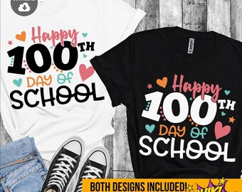 Archivos SVG y PNG para el día número 100 de clases: archivos de corte para camisetas y sublimación (descarga digital)