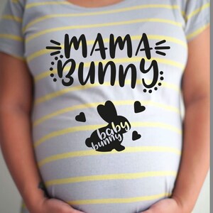 Mama Bunny SVG, Baby Bunny SVG, Gravidez SVG, Páscoa SVG, Mãe Páscoa SVG, Mama SVG, Maternidade SVG, anúncio de gravidez