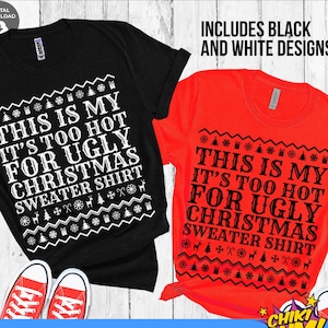 Grappig kerstshirt SVG-png: te warm voor lelijke trui (digitale download)