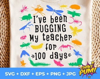 Insegnante infastidito per 100 giorni SVG PNG: Design per maglietta scolastica (Download digitale)