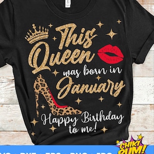 Esta reina nació en enero SVG, Reina de cumpleaños SVG, Reina de enero SVG